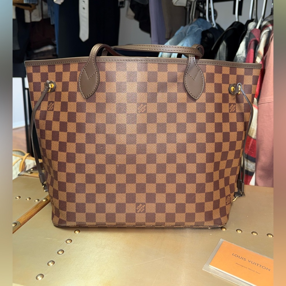 Louis Vuitton Brown Checkered Wallet with Red Interior